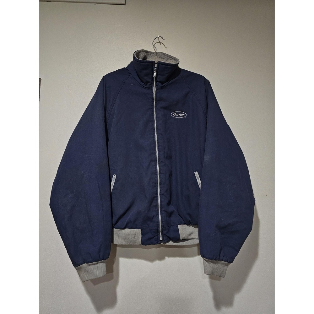 Vintage King Louie Jacket Mens XL Blue Carrier Fleece Lined Zip Bomber USA 90s